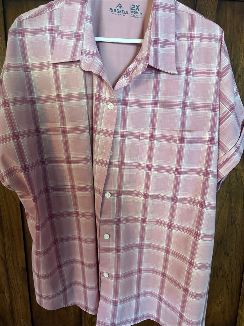 Pink Plaid Short-Sleeve Women’s